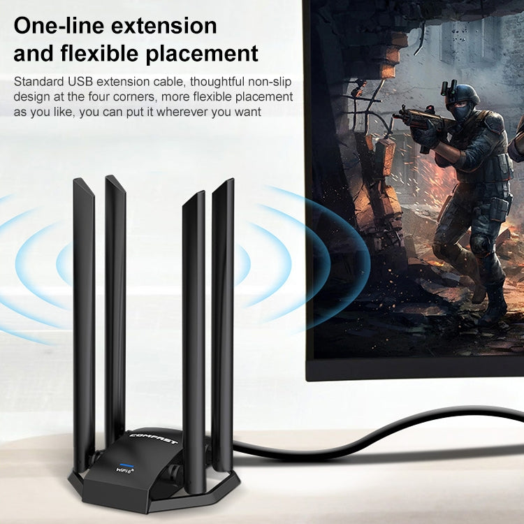 COMFAST CF-966AX Free-drive Dual Band 1800Mbps USB3.0 High Power Wireless WiFi 6 Adapter, CF-966AX COMFAST CF-966AX Free-drive Dual Band 1800Mbps USB3.0 High Power Wireless WiFi 6 Adapter, CF-966AX